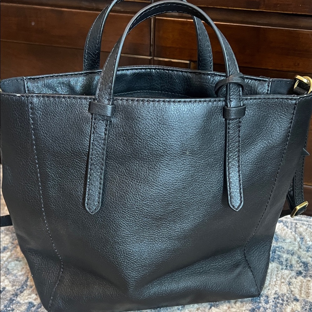 Fossil Black Leather Crossbody Bag
